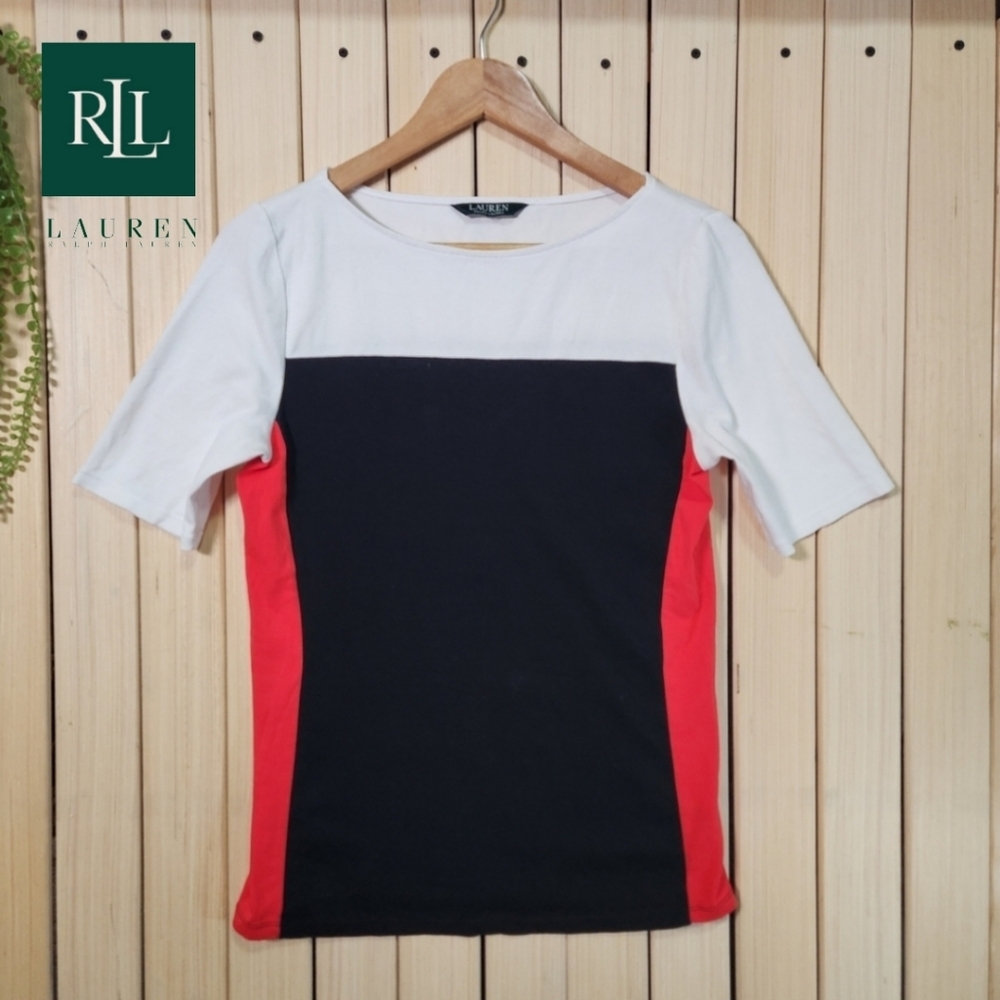 Lauren Ralph Lauren Tee - Colorblock Black, White, Red